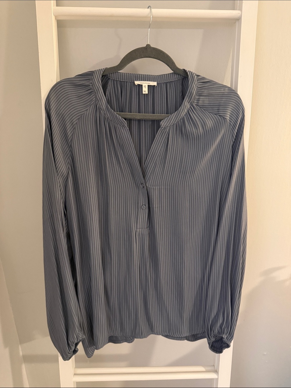 Maurices Slate Blue Pleated Henley Blouse
